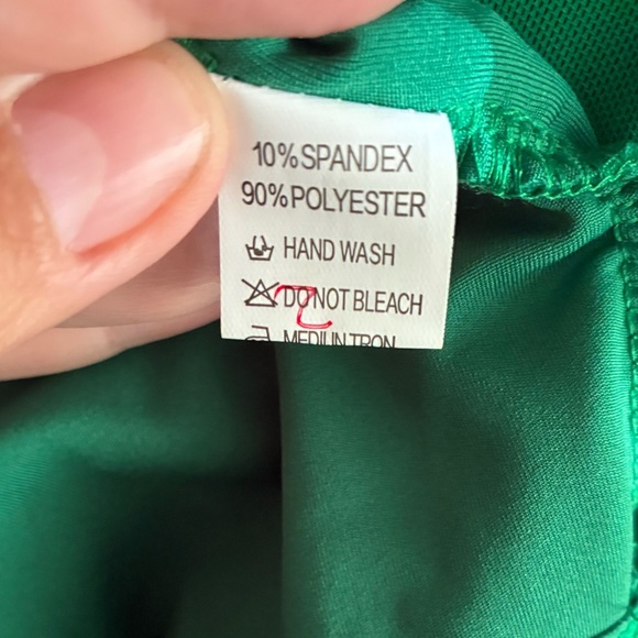 Elegant Stand Collar Green Bodycon Ruched Dress L - Picture 11 of 13